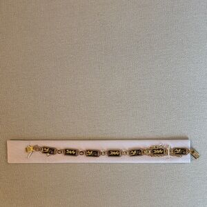 Gold and Black Inlay Floral Link Bracelet - Men Accessories